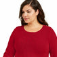 Suéter feminino plus size de tricô trançado Charter Club, vermelho, tamanho extra grande