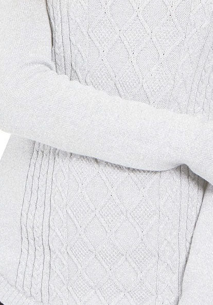 Suéter feminino Charter Club com decote redondo metálico e tricô trançado, branco, tamanho XX-G