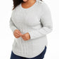 Suéter feminino plus size de tricô com acabamento em botões, tamanho 0X, cinza, Charter Club