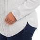 Suéter feminino plus size de tricô com acabamento em botões, tamanho 0X, cinza, Charter Club