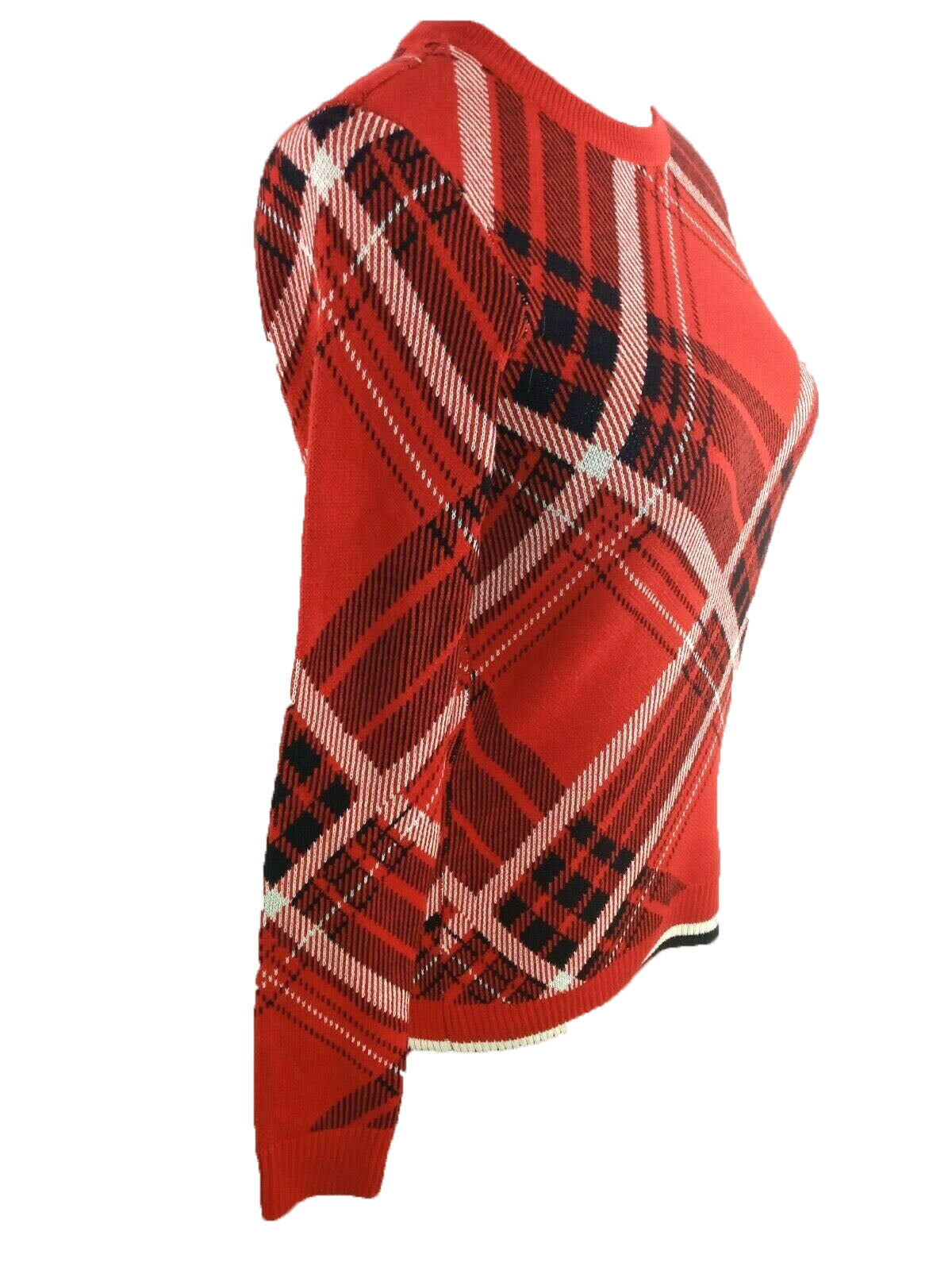 Suéter de malha xadrez feminino Charter Club Petite, vermelho, tamanho pequeno