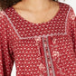 Blusa feminina estampada estilo camponês azul tamanho médio