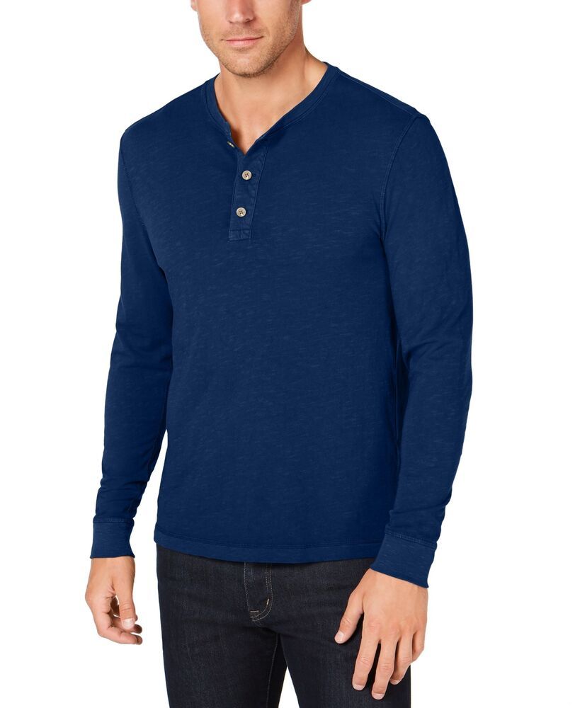 Camisa Henley Masculina Club Room Azul Escuro Tamanho Médio