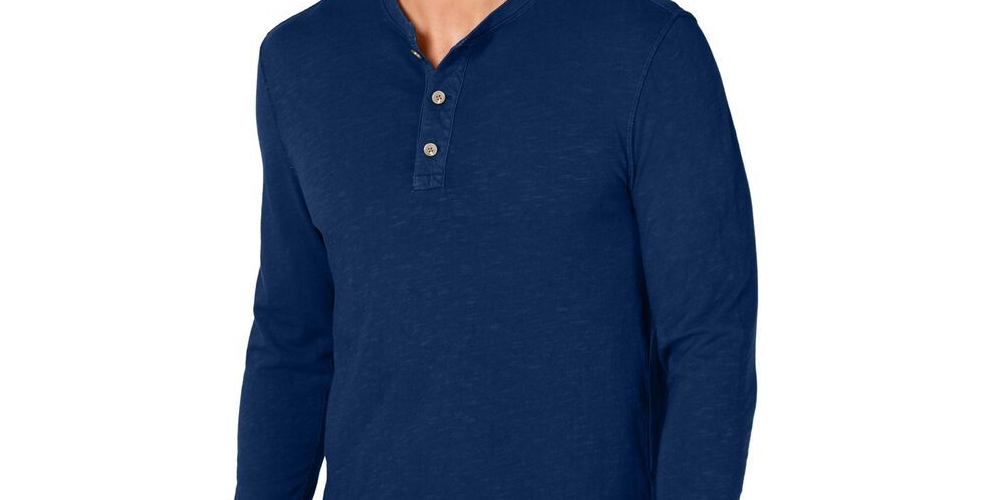 Camisa Henley Masculina Club Room Azul Escuro Tamanho Médio