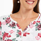 Karen Scott Blusa Henley Feminina Estampa Floral Branca Tamanho P