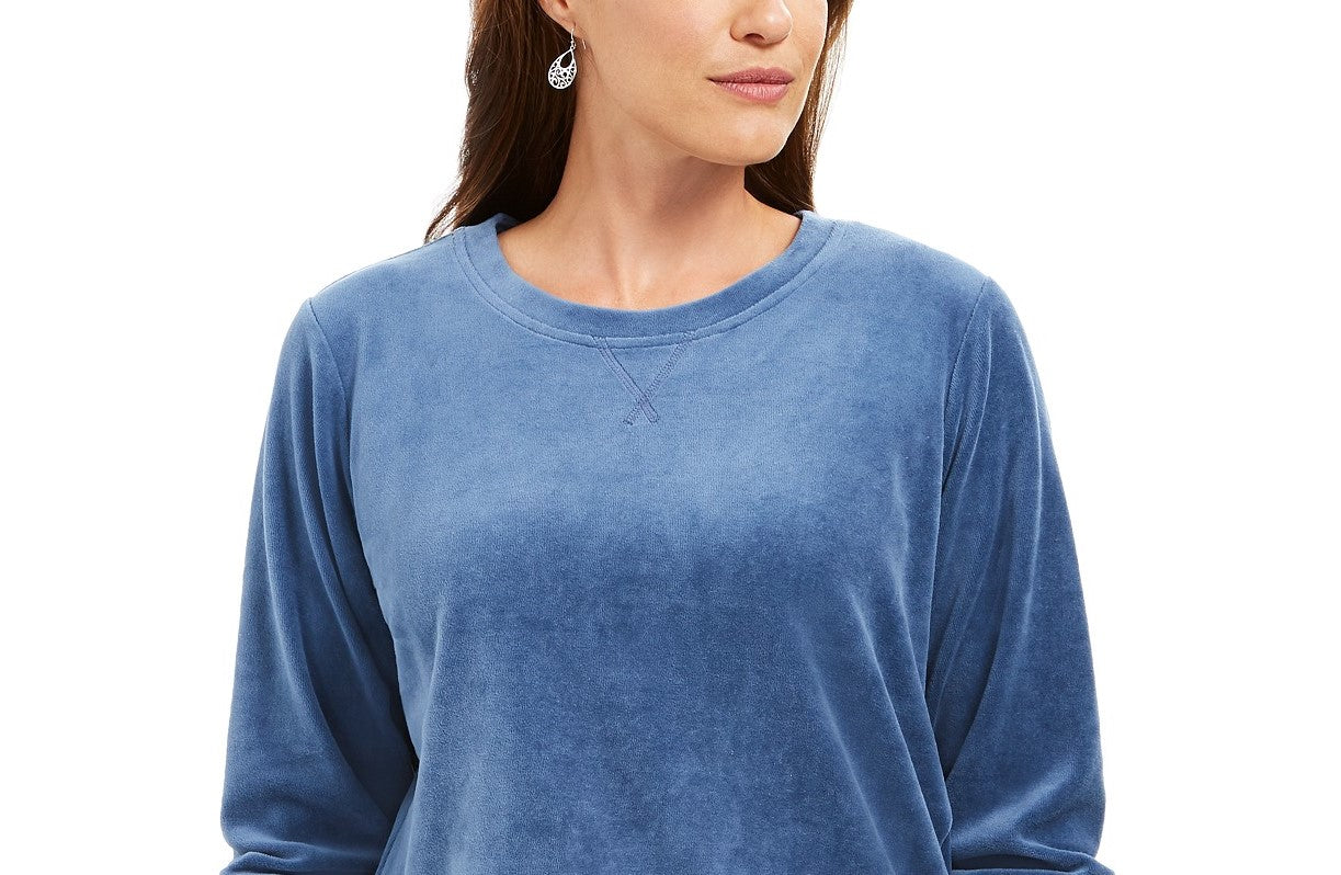 Karen Scott Moletom Feminino Petite Velour Azul Tamanho Petit