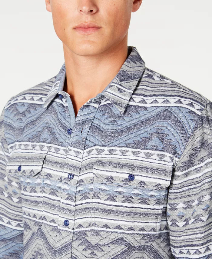 Camisa masculina geométrica jacquard American Rag cinza tamanho XXG
