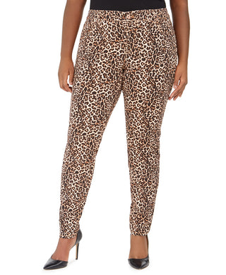 Calça jeans skinny feminina plus size com estampa de leopardo da INC International Concepts, marrom, tamanho SP