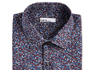 Camisa social masculina Bar III Slim-Fit Performance Stretch com estampa floral, vermelha, tamanho 15-34-35