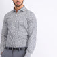 Camisa social masculina Bar III Slim-Fit Performance Stretch com estampa floral, branca e preta, tamanho 32x33