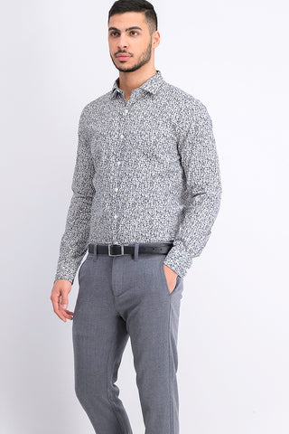 Camisa social masculina Bar III Slim-Fit Performance Stretch com estampa floral, branca e preta, tamanho 32x33