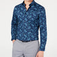 Camisa social masculina Bar III Slim Fit Stretch com estampa Paisley, azul-marinho, tamanho 14-32-33