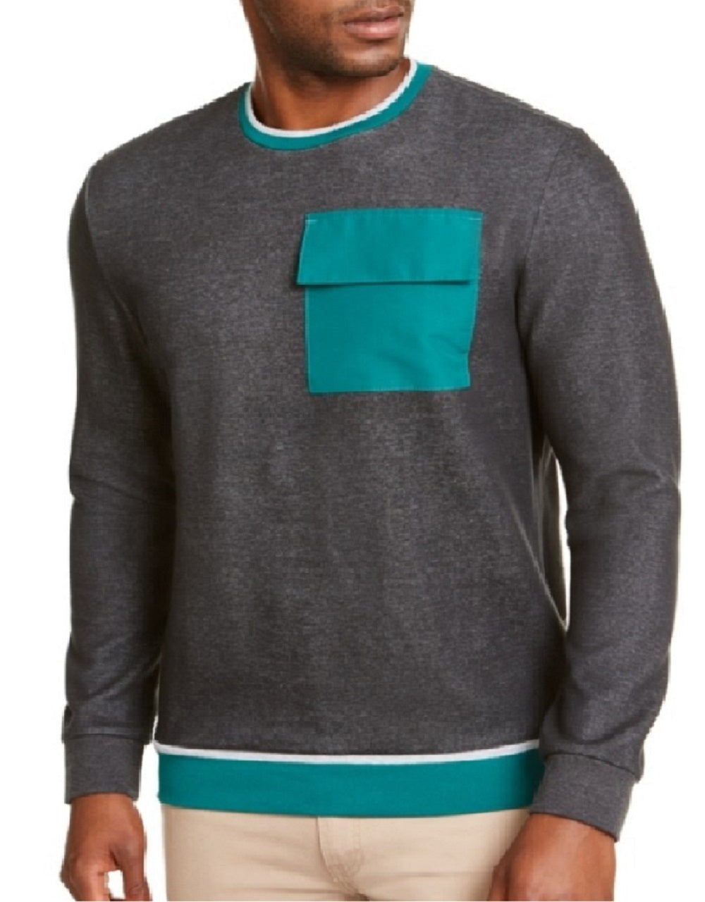 Moletom masculino Alfani Utility Pocket Crewneck Cinza Tamanho P