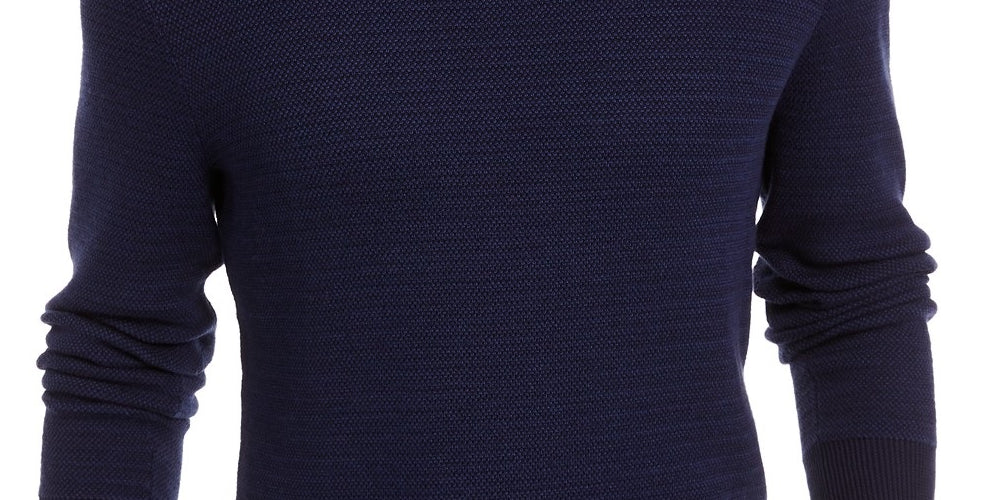 Suéter masculino Tasso Elba Supima de algodão com gola redonda, azul, tamanho pequeno