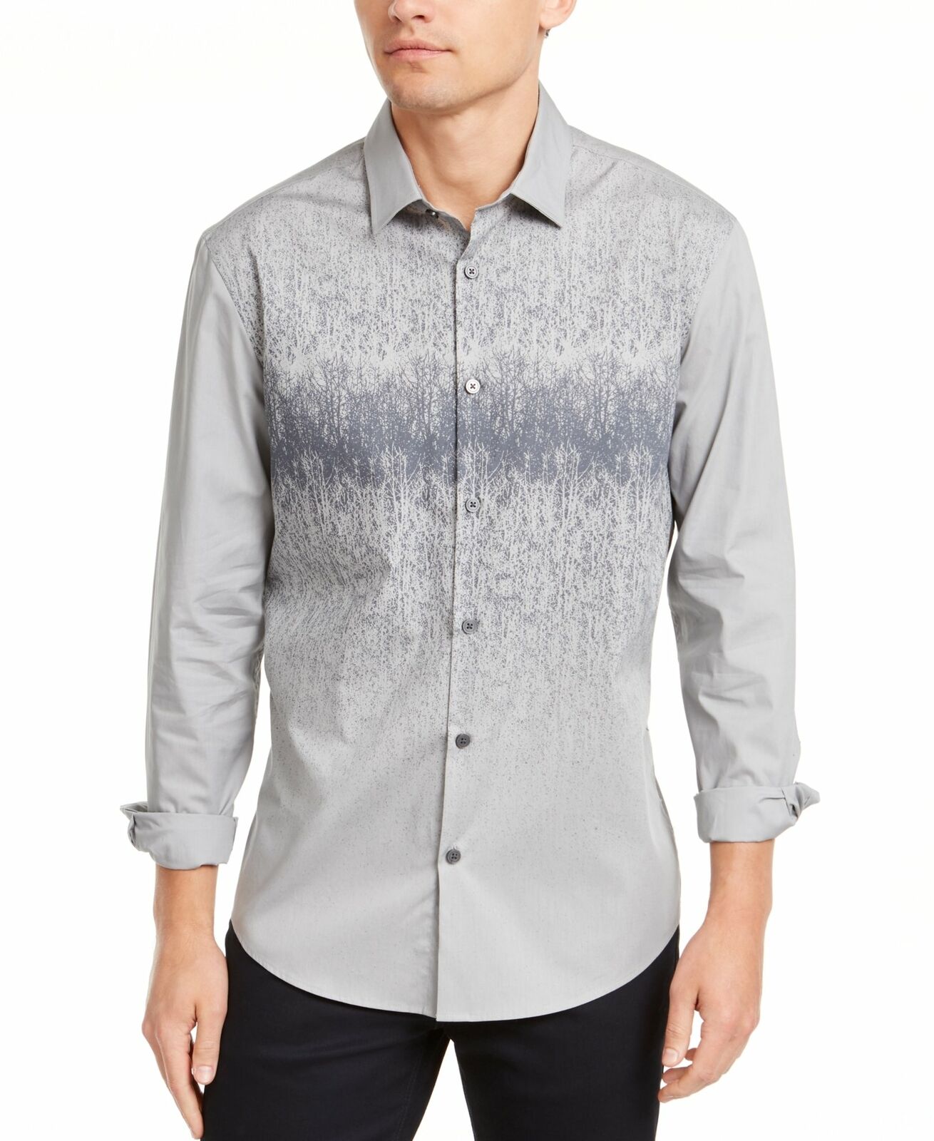 Camisa Alfani Masculina Estampada Foggy Mountain Cinza Tamanho XXG