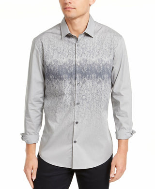 Alfani Men's Foggy Mountain Print Shirt Gray Size XX Large