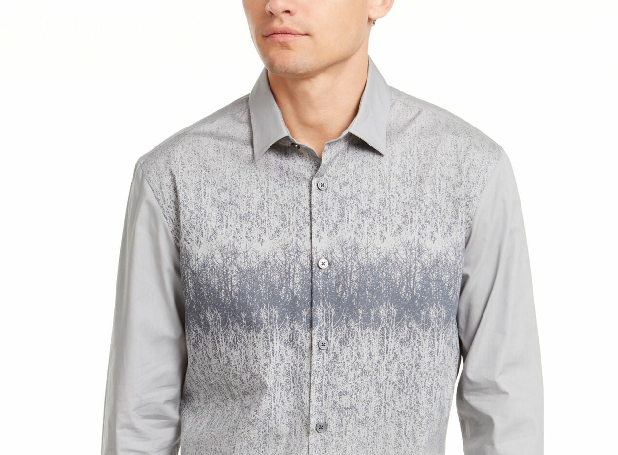 Camisa Alfani Masculina Estampada Foggy Mountain Cinza Tamanho XXG