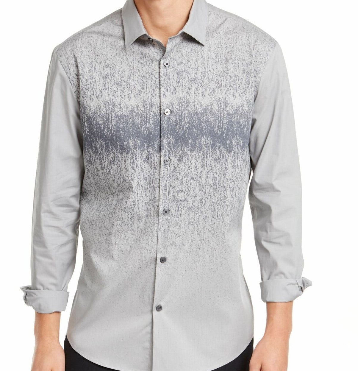 Camisa Alfani Masculina Estampada Foggy Mountain Cinza Tamanho XXG