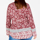 Blusa estampada plus size feminina Style &amp; Co, tamanho vinho, 2X
