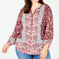 Blusa estampada plus size feminina Style &amp; Co, vermelha escura, tamanho 1X