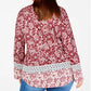 Blusa estampada plus size feminina Style &amp; Co, vermelha escura, tamanho 1X