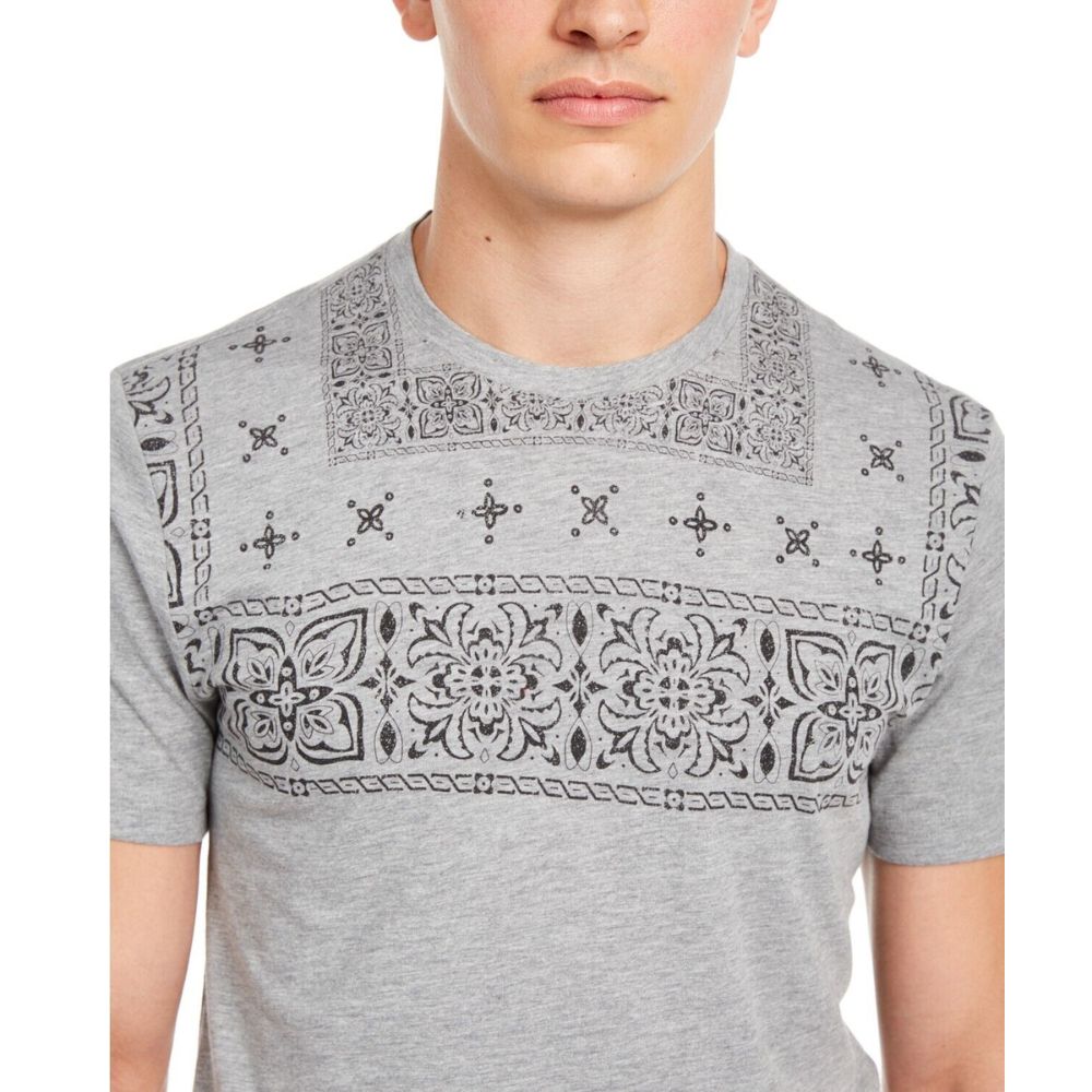 Camiseta masculina American Rag Top-Pattern cinza tamanho médio