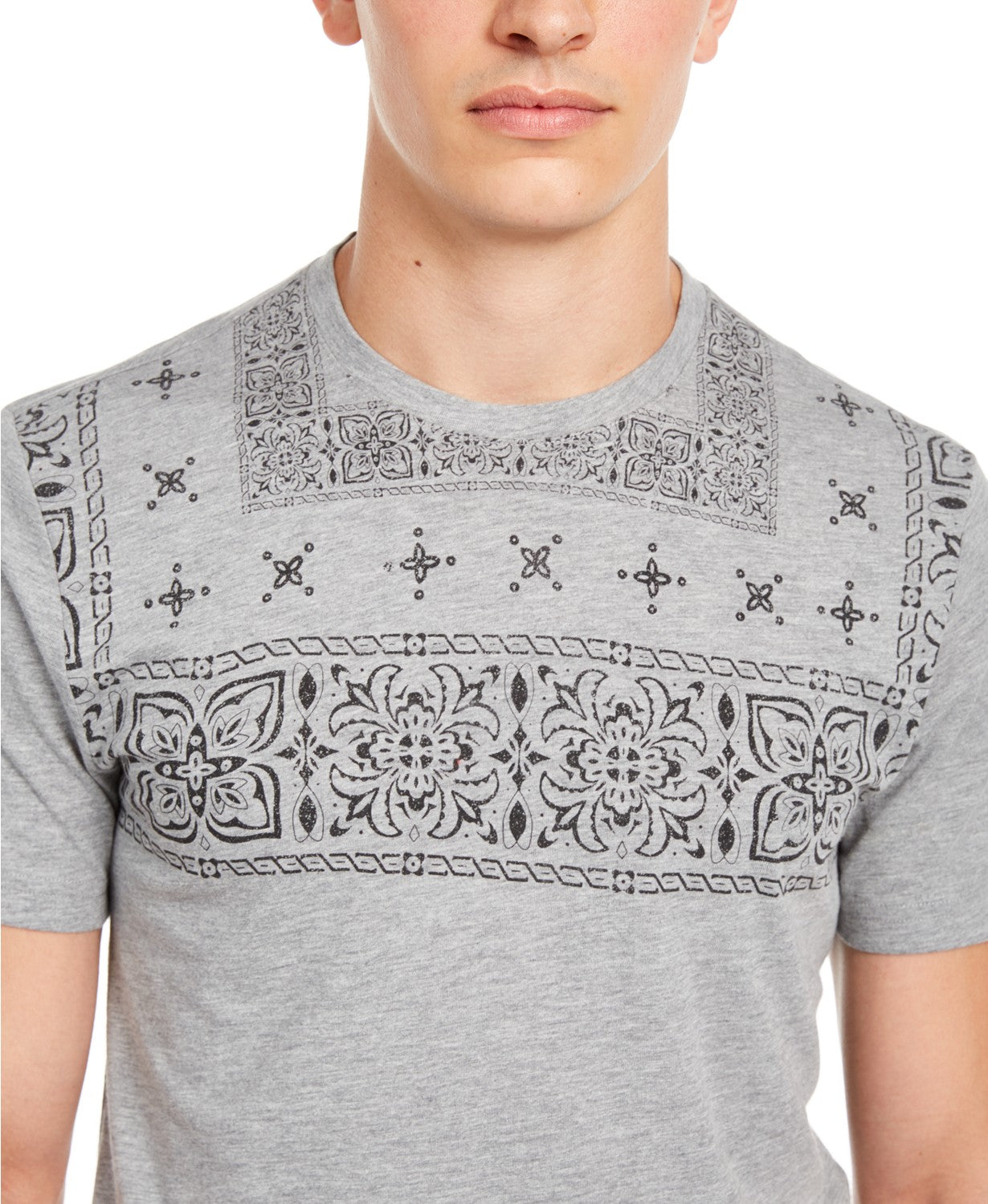 Camiseta masculina American Rag Top-Pattern cinza tamanho extra grande