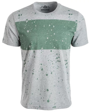Camiseta listrada masculina American Rag Splatter Chest, cinza, tamanho pequeno