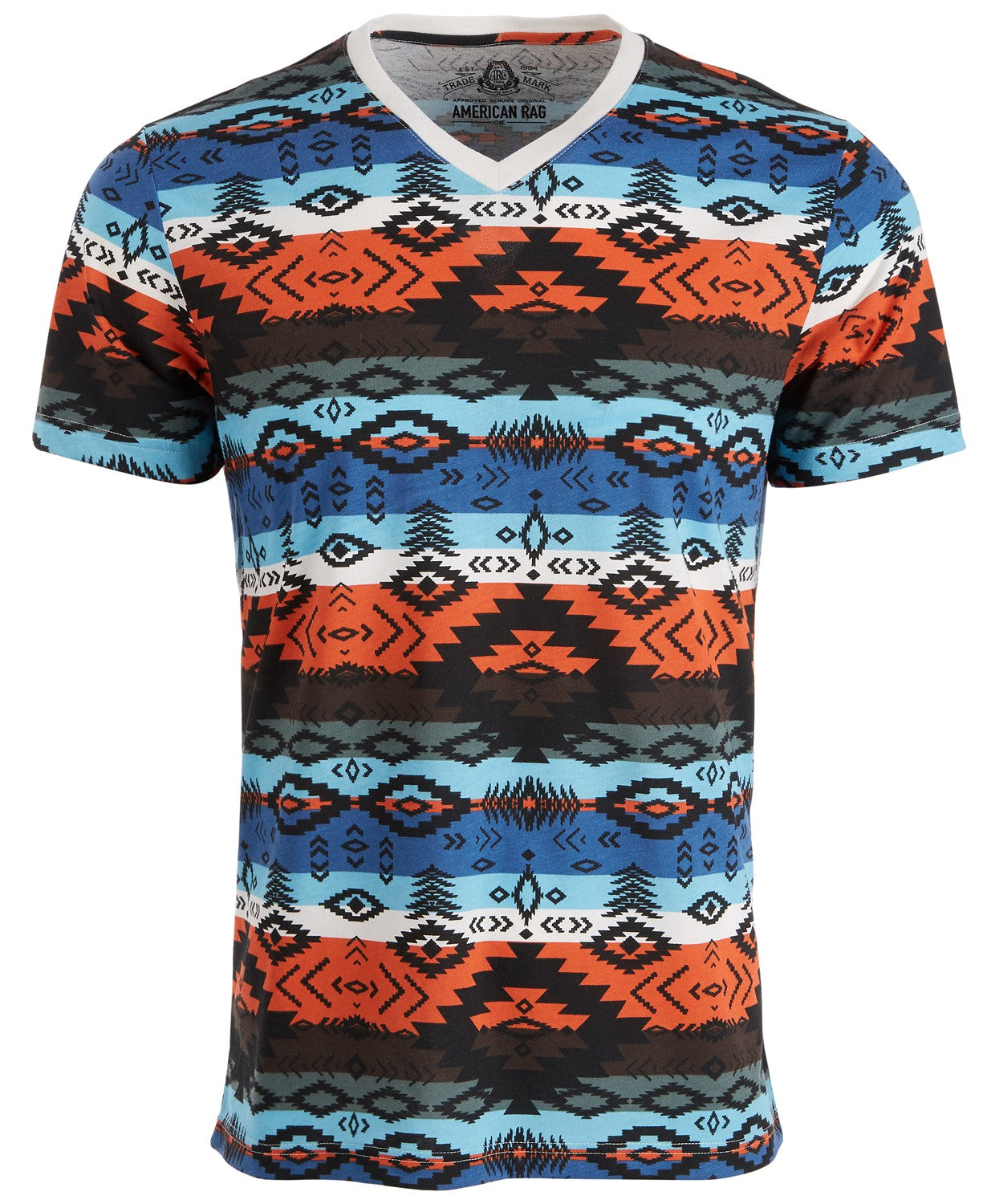 Camiseta listrada masculina American Rag Southwestern laranja tamanho extra grande