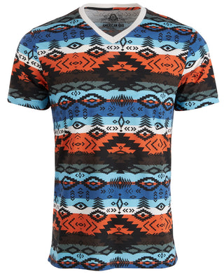 Camiseta listrada masculina American Rag Southwestern laranja tamanho extra grande