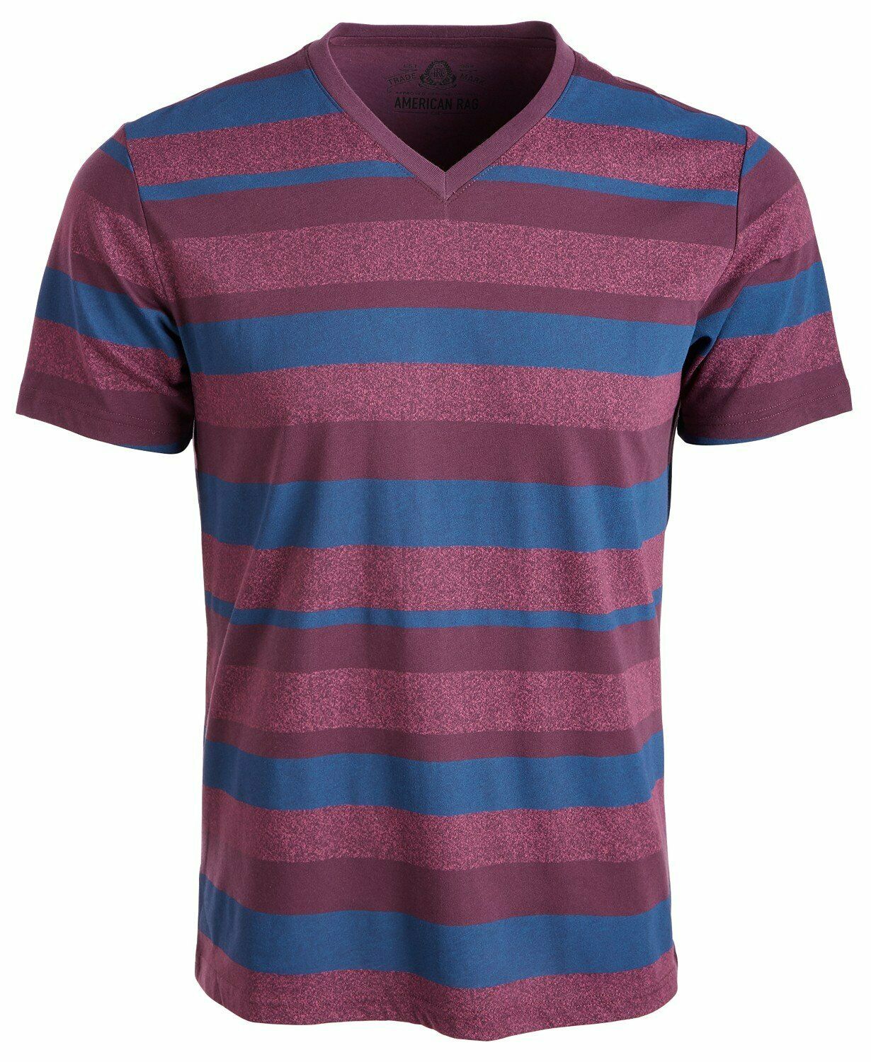 Camiseta listrada masculina American Rag com decote em V, tamanho ameixa 2, extra grande