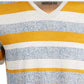 Camiseta listrada masculina American Rag com decote em V, amarela, tamanho grande