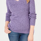 Karen Scott Suéter Feminino Petite Algodão Canelado Marmorizado Roxo Tamanho Petit
