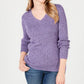 Karen Scott Suéter Feminino Petite Algodão Canelado Marmorizado Roxo Tamanho Petite Pequeno