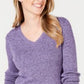 Karen Scott Suéter Feminino Petite Algodão Canelado Marmorizado Roxo Tamanho Petite Pequeno