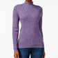 Karen Scott Feminino Petite Malha Canelada Algodão Gola Alta Roxo Tamanho Petit Extra Grande