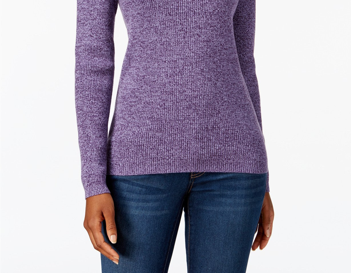 Karen Scott Feminino Petite Malha Canelada Algodão Gola Alta Roxo Tamanho Petit Extra Grande