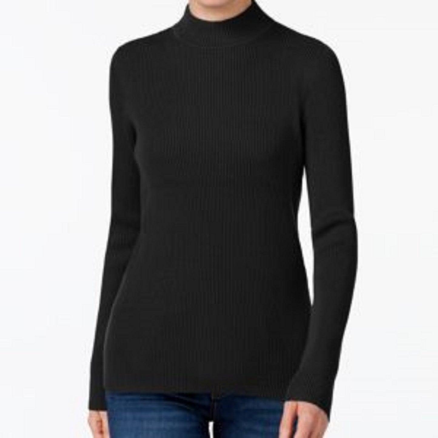Karen Scott Blusa Feminina de Gola Alta em Algodão com Canelado, Tamanho Grande, Cinza Escuro