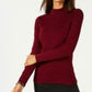 Karen Scott Blusa feminina de algodão canelado com gola alta, vermelha, tamanho extra grande