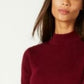Karen Scott Blusa feminina de algodão canelado com gola alta, vermelha, tamanho extra grande