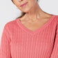 Karen Scott Suéter Feminino de Tricô Liso com Gola V Blush Tamanho 2 Extra Grande