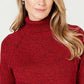 Karen Scott Suéter Feminino de Algodão Marmorizado com Gola Alta Vermelho Tamanho X-G