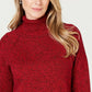 Karen Scott Suéter feminino de gola alta de algodão mesclado, vermelho, tamanho XX-G