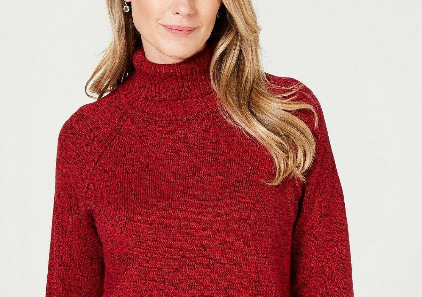 Karen Scott Suéter feminino de gola alta de algodão mesclado, vermelho, tamanho XX-G