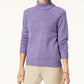 Karen Scott Suéter Feminino de Algodão com Gola Alta, Roxo, Tamanho Médio