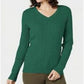 Karen Scott Suéter Feminino de Algodão com Gola V Verde Tamanho XS