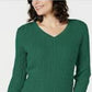 Karen Scott Suéter Feminino de Algodão com Gola V Verde Tamanho XS