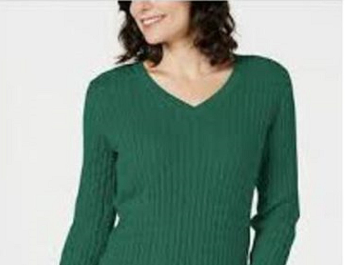 Karen Scott Suéter Feminino de Algodão com Gola V Verde Tamanho XS