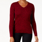 Karen Scott Suéter Feminino de Algodão com Gola V Vermelho Tamanho P