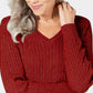 Karen Scott Suéter Feminino de Algodão com Gola V Vermelho Brilhante Tamanho Extra Pequeno